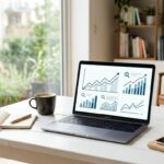 Espacio de trabajo luminoso con analitica web y graficos de crecimiento para SEO para negocios